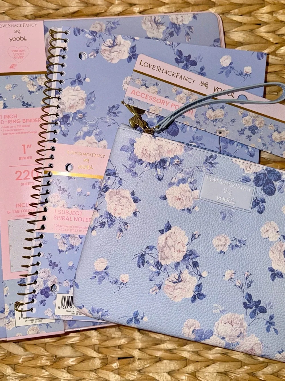LoveShackFancy x Yoobi Everblooming Rosettes Binder,Notebook and Accessory Pouch